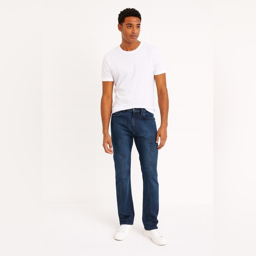 Boot Cut Jeans Dark Wash Linen-Weave Look Straight Leg Express 32W 30L